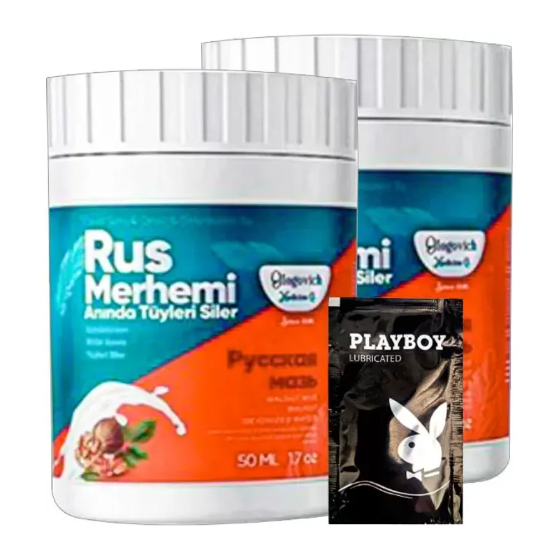 Playboy TurQuoise 2 Adet Ceviz & Ceviz Sütü Rus Merhemi 50 Ml Tüy Dökücü Krem + 1 Armağan Jel
