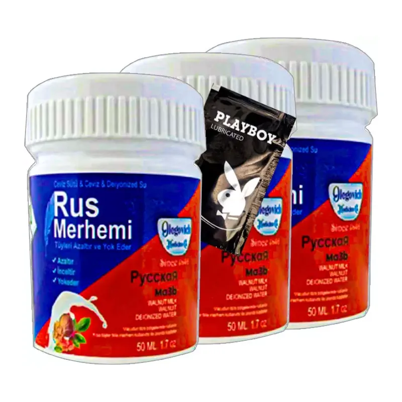 Playboy Blue Rus Merhemi 3 Adet X 50 Ml Tüy Dökücü Krem + 1 Armağan Jel