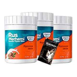 Playboy TurQuoise 3 Adet Ceviz & Ceviz Sütü Rus Merhemi 50 Ml Tüy Dökücü Krem + 1 Armağan Jel