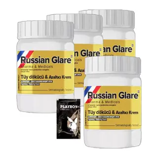 Playboy Rusian Glare Nano 4 Adet X 50 Ml Rus Merhemi Tüy Dökücü Azaltıcı Krem + 1 Armağan Jel
