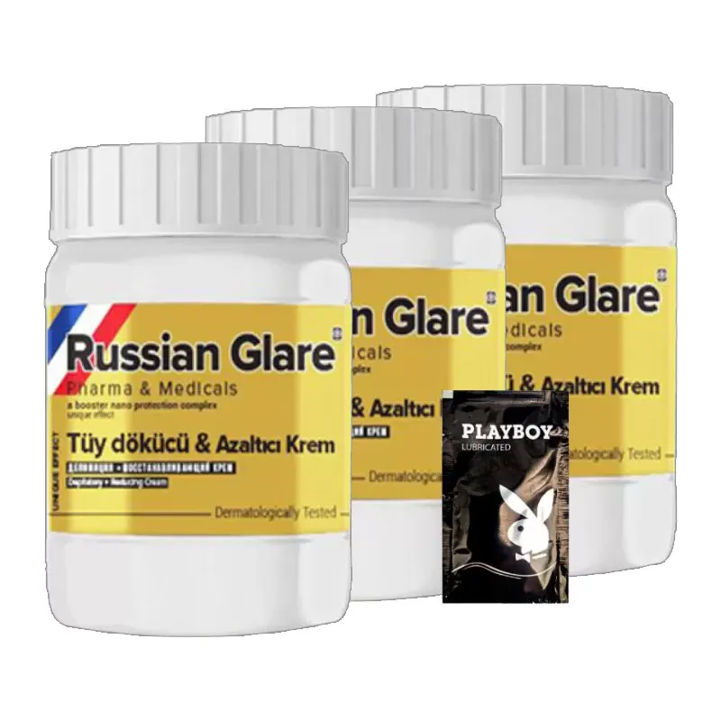 Playboy Rusian Glare Tüylere Krem Nano 3 Adet X 50 Ml Rus Merhemi + Yanında Jel