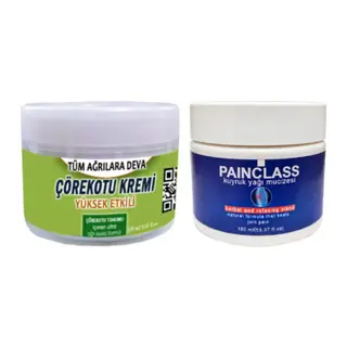 Çörek Otu Kremi 150 Ml Büyük Boy Krem + Painclass Kuyruk Yağı Kremi 150 Ml / Kas Diz Dirsek Sırt Bel Iskelet Agrilarina Masaj Seti