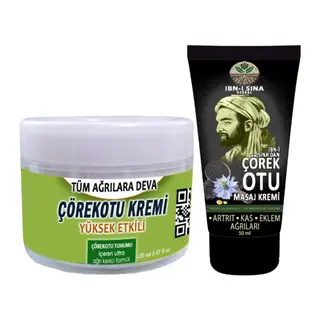 Çörek Otu Kremi Büyük Boy 150 Ml Krem + Ibn-ı Sina Çörek Otu Kremi 50 Ml / Sırt Bel Iskelet Diz Dirsek Kas Agrilarina Masaj Seti