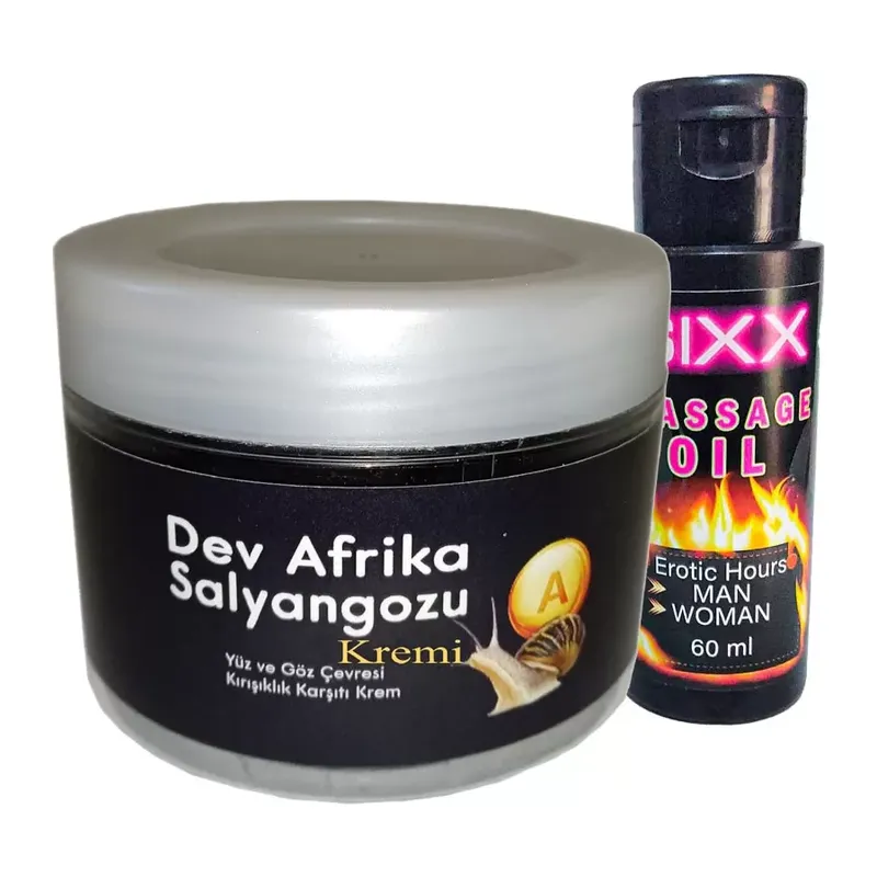 Giant Afrikasalyangozu Kremi Yaşlanma Karşıtı Dev Salyangoz100ml + 60 Ml Sıxx Erotikmasaj Yağı