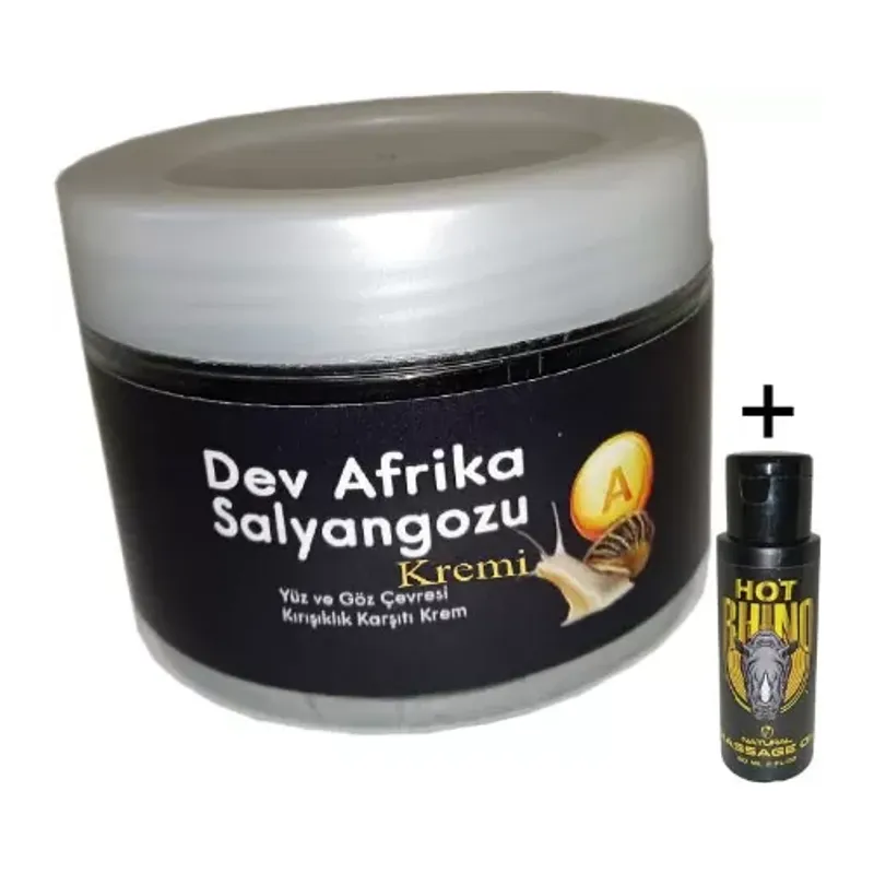 Giant Dev Afrikasalyangozu Kremi Yaşlanmakarşıtı 100ml + Hotrhino Erotikmasaj Yağı 60 Ml