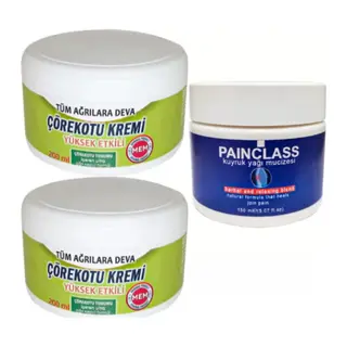 Çörek Otu Kremi Büyük Xlboy 200 Ml Green + 150 Ml Kuyruk Yağı Kremi Painclass / Diz Dirsek Iskelet Sırt Bel Kas Agrilarina Masaj Seti