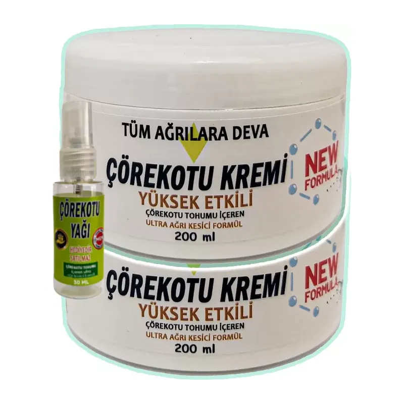Çörek Otu Teskin Kremi 2 Adet 200 Ml Beyaz Kavanoz + 30 Ml Çörek Otu Yağı