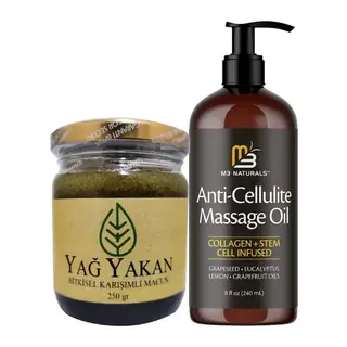 Gizmur Store Anti-cellulite Massage Oil 240 Ml Selülitlere Karşı Masaj Yağı + Yağyakan Macunu Incelme Zayıflatmaya Macun 250 Gr