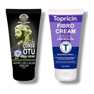 Ibn-ı Sina Çörek Otu Kremi + Topricin Fibro Cream Bitkisel Kas Ve Eklemler Için Ağrı Masaj Kremleri 50 Ml