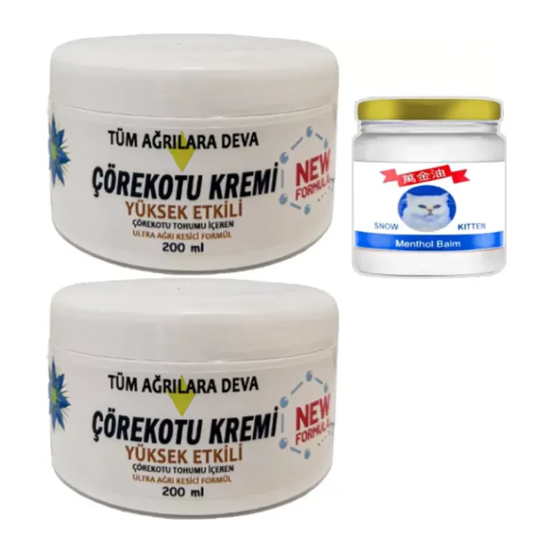 Çörekotu Çörek Otu Kremi White Box 2 Adet 200 Ml + Snow Kitten 50 Ml Menthol Balm / Seti