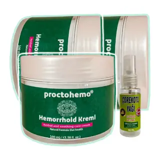 Proctohemo 3 Adet 100 Ml Hemor.roidin Kremi + Çörek Otu Yağı Teskin Yağı 30 Ml