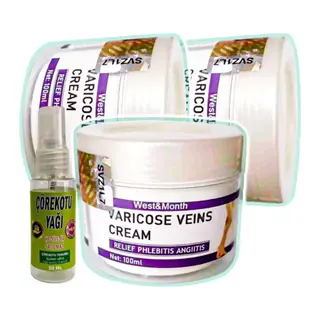 Varicose Veins 100 Ml 3 Adet West&month Bacak Bakım Krem + Çörek Otu Yağı Yağı 30 Ml
