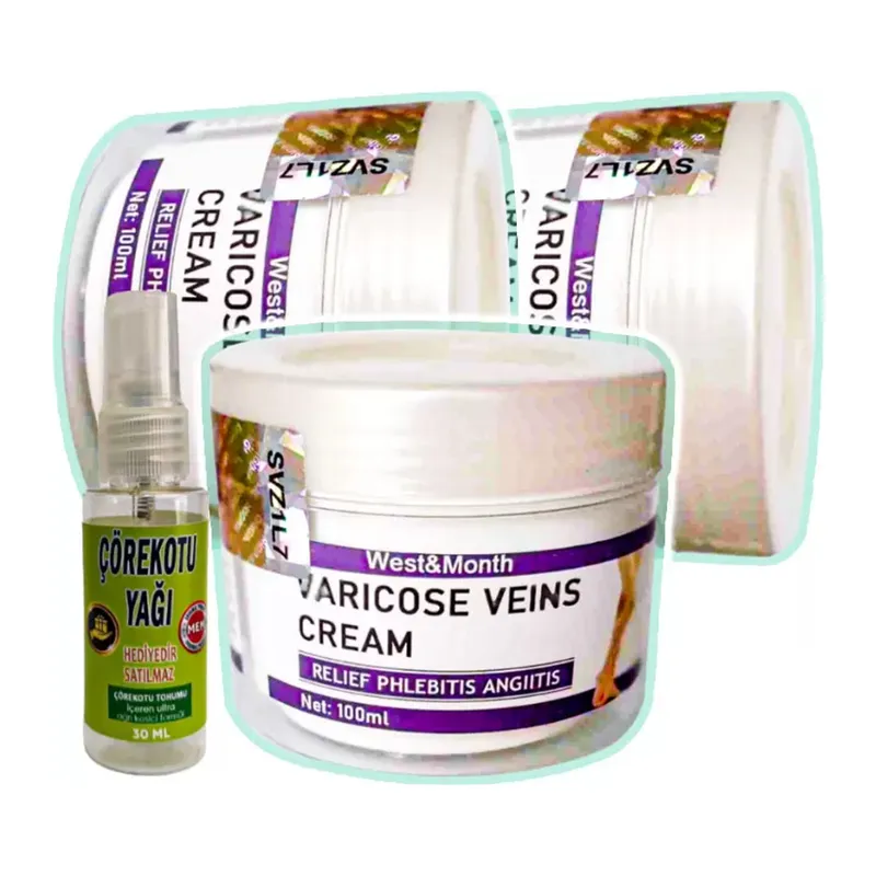 Varicose Veins 100 Ml 3 Adet West&month Bacak Bakım Krem + Çörek Otu Yağı Yağı 30 Ml