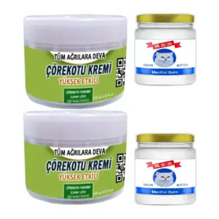 Çörek Otu Kremi 2 Adet 150 Ml + 2 Adet Snow Kitten 50 Ml Menthol Balm / Teskin Seti