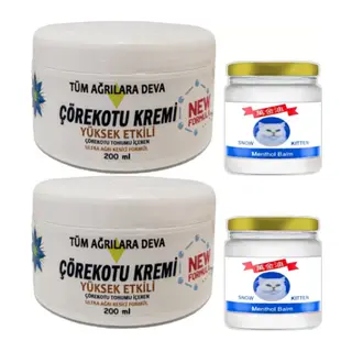 Çörek Otu Kremi White Box 2 Adet 200 Ml + 2 Adet Snow Kitten 50 Ml Menthol Balm / Teskin Seti