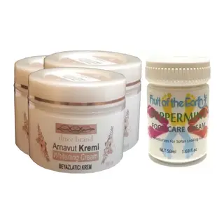 Three Brand 100 Ml Arnavut Aklık Kremi 3 Adet + Foot Care Cream Cooling Peppermint 50ml Ayak Bakım Kremi Nane Ferahlığı Ve Kokusu 1 Adet