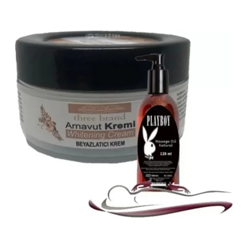 Playboy Three Brand Whitening Cream 4 Adet Arnavut Kremi 50 Ml Kremi İle 120ml Masaj Yağı