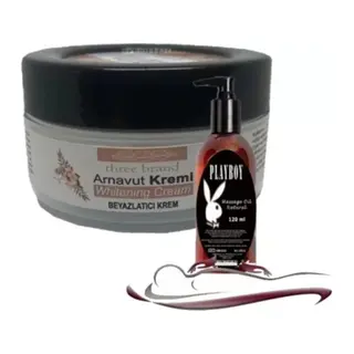 Süper Playboy Three Brand Whitening Cream 4 Adet Arnavut Kremi 50ml Kremi İle 120ml Masaj Yağı