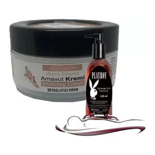 Süper Three Brand Whitening Cream 3 Adet Arnavut Kremi 50ml Kremi İle 120ml Playboy Masaj Yağı