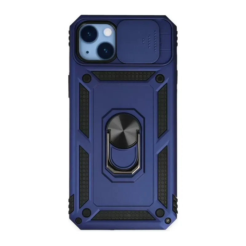 Apple İphone 14 Plus Kılıf Pars Lens Yüzüklü Silikon - Lacivert
