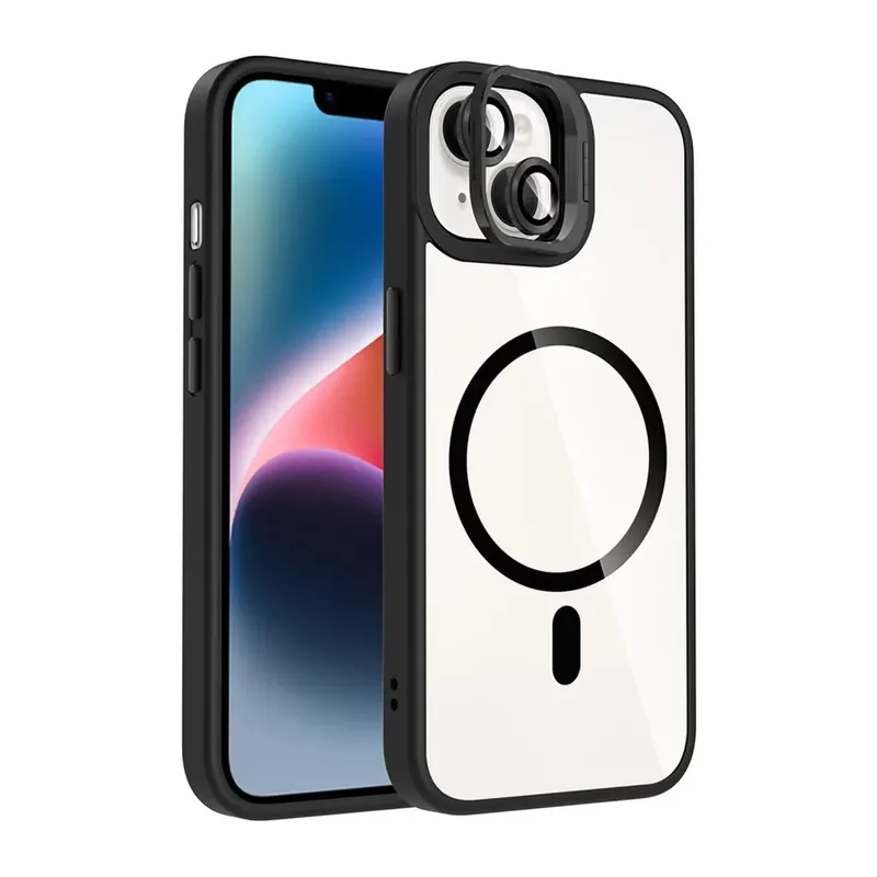 Joko Apple İphone 15 Remim Lensli Magsafe Standlı Kapak - Siyah