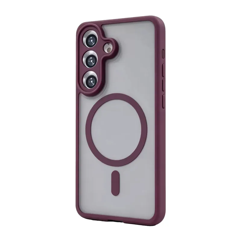 Samsung Galaxy S25 Loji Magsafe Kapak - Bordo