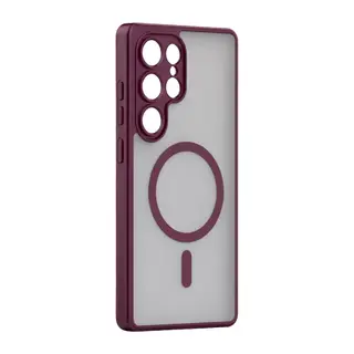 Samsung Galaxy S24 Ultra Loji Magsafe Kapak - Bordo