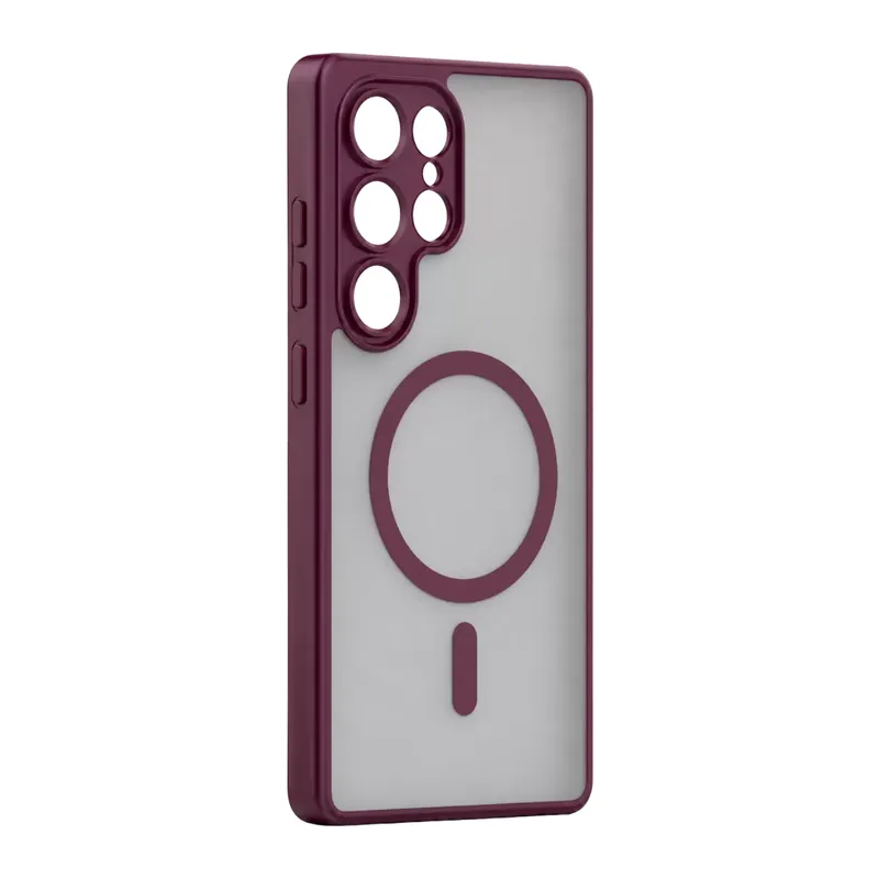 Samsung Galaxy S24 Ultra Loji Magsafe Kapak - Bordo