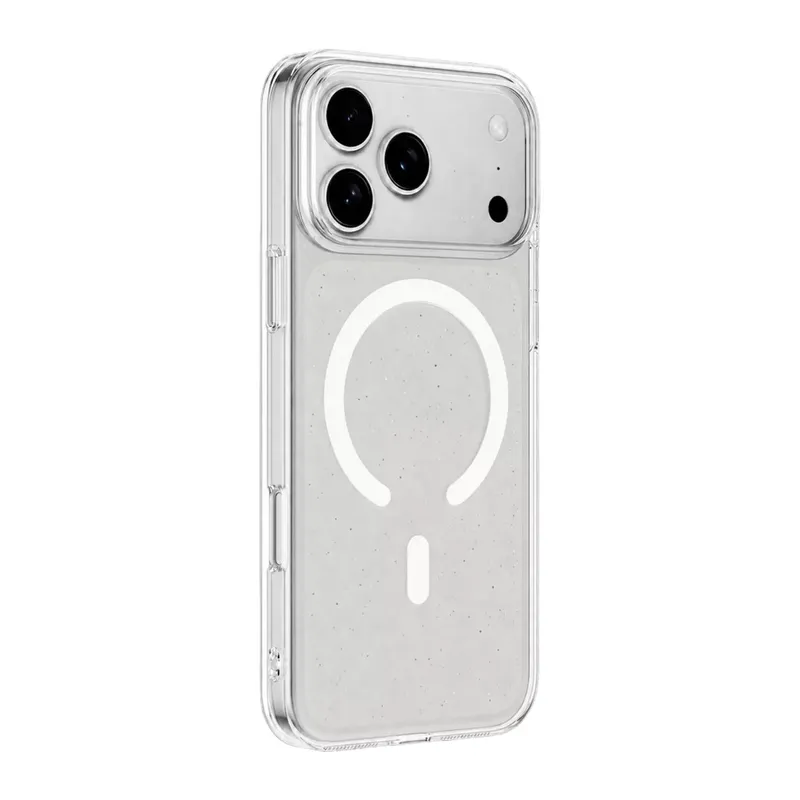 Apple İphone 18 Pro Combo Simli Magsafe Kapak - Şeffaf