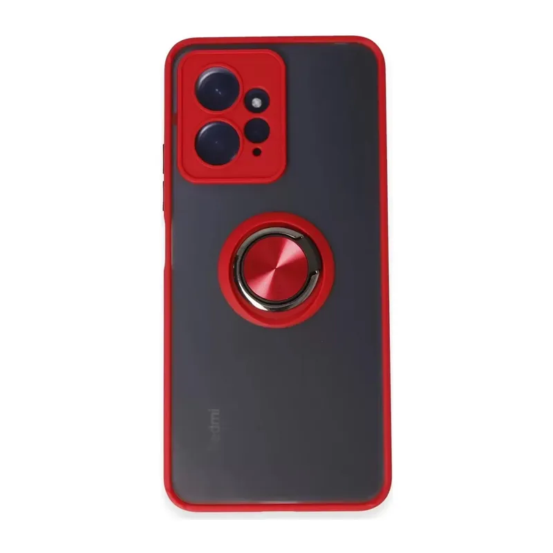 Xiaomi Redmi Note 12 4g Kılıf Montreal Yüzüklü Silikon Kapak - Kırmızı