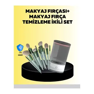 Hijyenik Makyaj İçin 13’lü Fırça Seti Ve Elektrikli Temizleyici