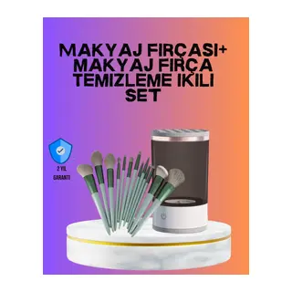 Usb Şarjlı Makyaj Fırçası Temizleyici + Profesyonel Fırça Seti