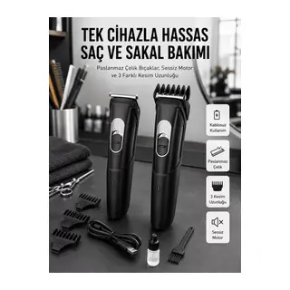 Lazer Epilasyon Öncesi Kısaltma Şarjlı Saç Sakal Tıraş Makinesi Ense Kesme Makinesi