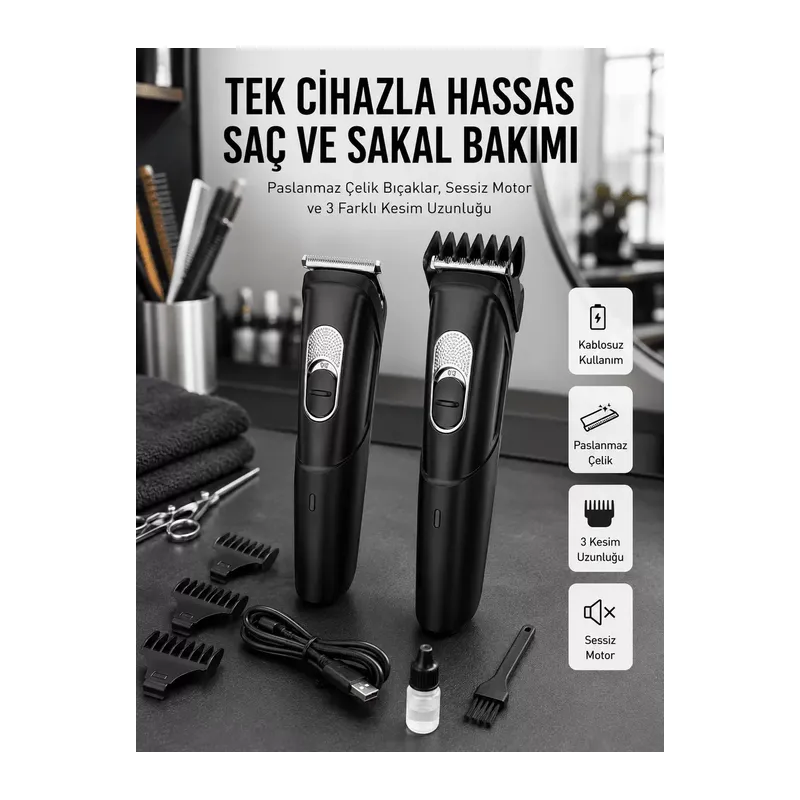 Lazer Epilasyon Öncesi Kısaltma Şarjlı Saç Sakal Tıraş Makinesi Ense Kesme Makinesi