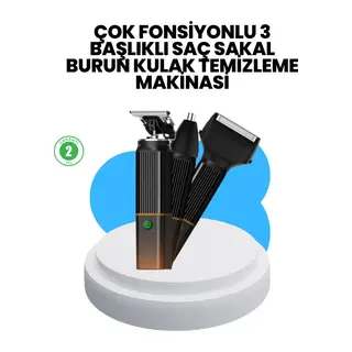 3’ü 1 Arada Erkek Bakım Makinesi – Paslanmaz Çelik Başlıklı Şarjlı Tıraş Seti
