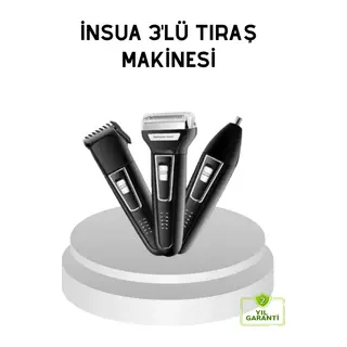 İnsua 3 Başlıklı Profesyonel Tıraş Makinesi – Sıfır Kesim, Hassas Başlık, Güçlü Motor