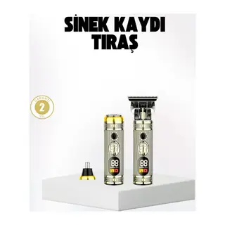 2’si 1 Arada Saç Ve Sakal Düzeltici Seti – T Bıçaklı, 8 Farklı Kılavuz Tarağı