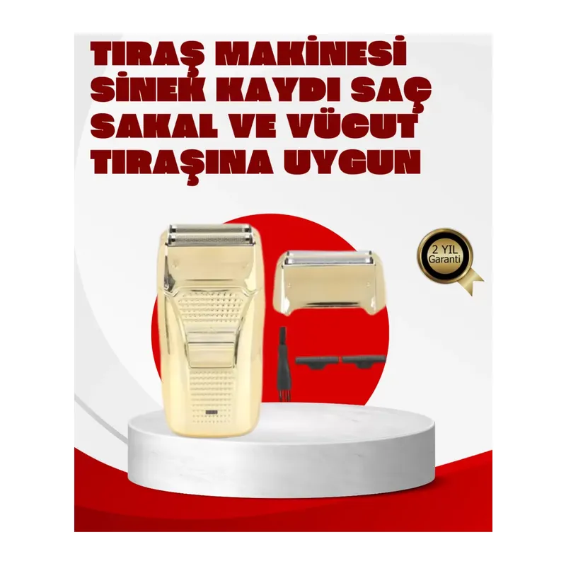 Erkek Saç Sakal Tıraş Makinesi Kablolu Altın Renk Dayanıklı