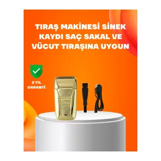 Altın Renk Kablolu Sakal Tıraş Makinesi Çelik Bıçaklı 3w Motor