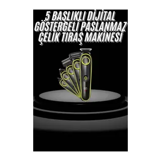 Saç Sakal Şekillendirici Tıraş Makinesi 5 Başlıklı Paslanmaz Çelik Bıçaklı Unısex