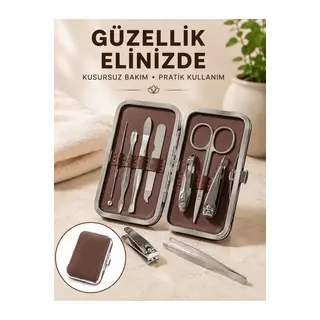 7 Parça Paslanmaz Çelik Manikür Ve Pedikür Seti Çantalı Profesyonel