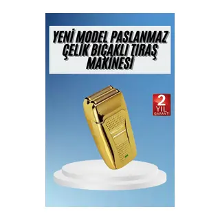 Sakal Kesme Tıraş Makinesi Paslanmaz Çelik Gold Şarjlı
