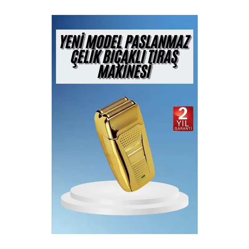 Sakal Kesme Tıraş Makinesi Paslanmaz Çelik Gold Şarjlı