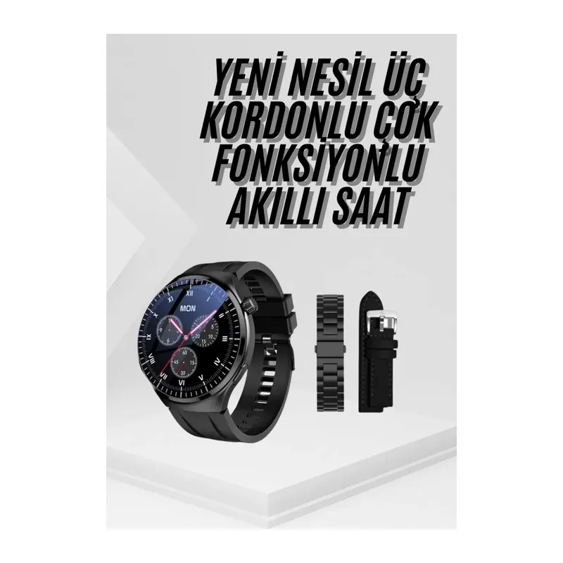 Amoled Ekran Metal Deri Silikon Kordonlu Uyku Ve Sağlık Takibi