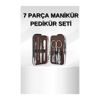Manikür Pedikür Seti 7 Parça Tırnak Makası Kaş Makası Cımbız Çantalı