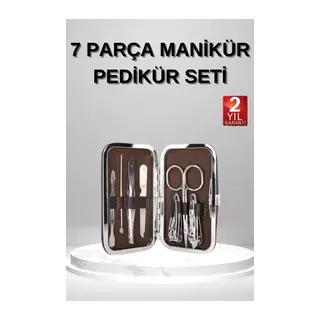 7 Parça Manikür Pedikür Seti El Ayak Bakımı Çantalı Paslanmaz Çelik