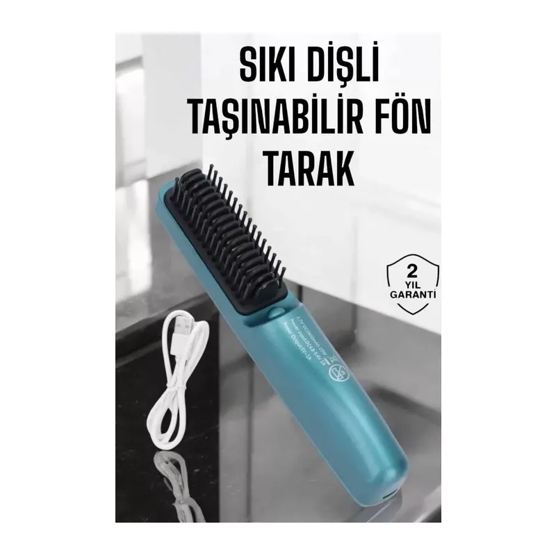 Saç Düzleştirici Fön Tarak Sıkı Dişli İyon Özelliği Şarjlı Taşınabilir
