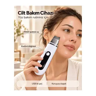 Yüz Bakım Rutini İçin Metal Uçlu Usb Şarjlı Beyaz Cilt Bakım Cihazı