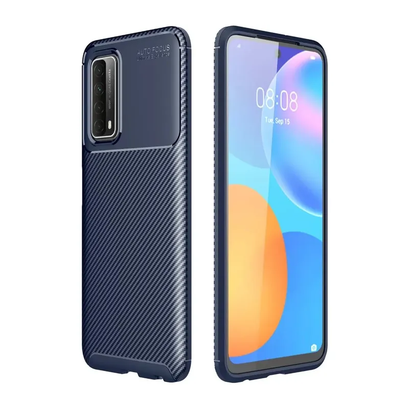 Huawei P Smart 2021 Kılıf Auto Focus Karbon Kapak - Lacivert