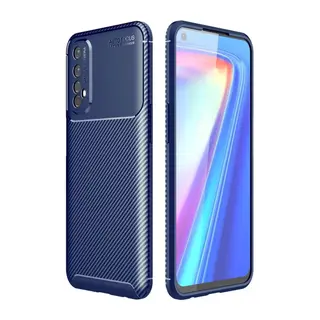 Realme 7 Kılıf Auto Focus Karbon Kapak - Lacivert